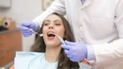 Woman having a dental check up